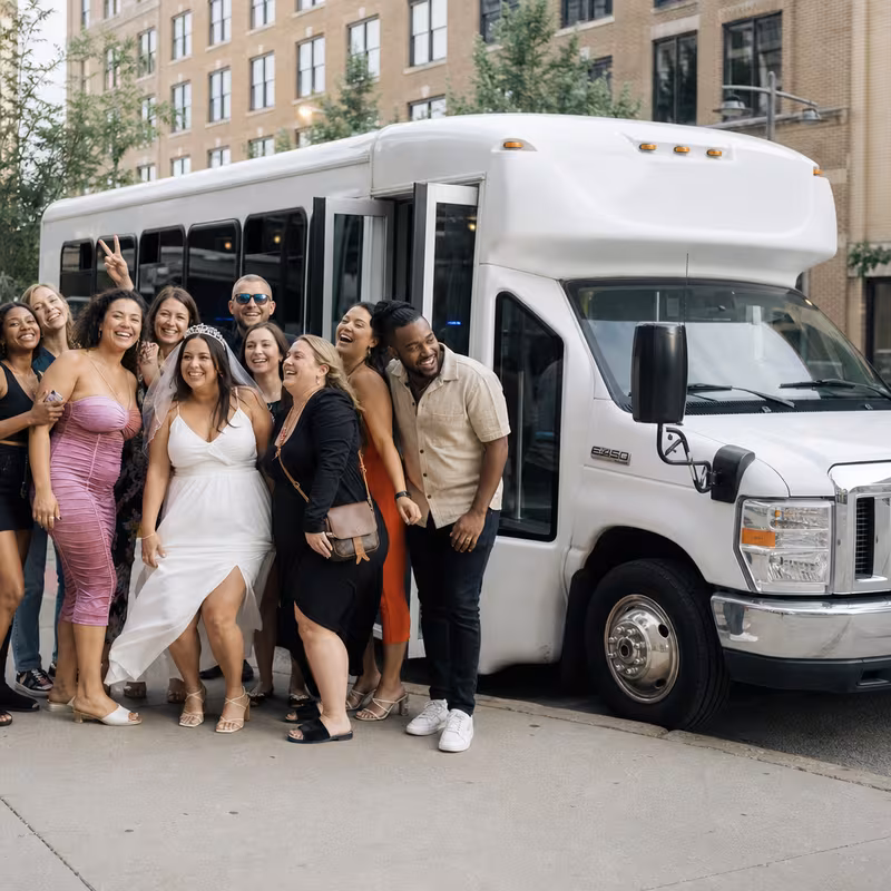 Black Mercedes Sprinter van staged for an Omaha Bachelor & Bachelorette Transportation group