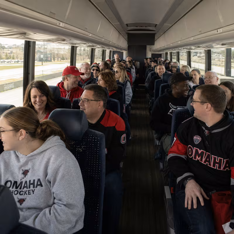 Passenger seating aboard a Omaha party bus rental