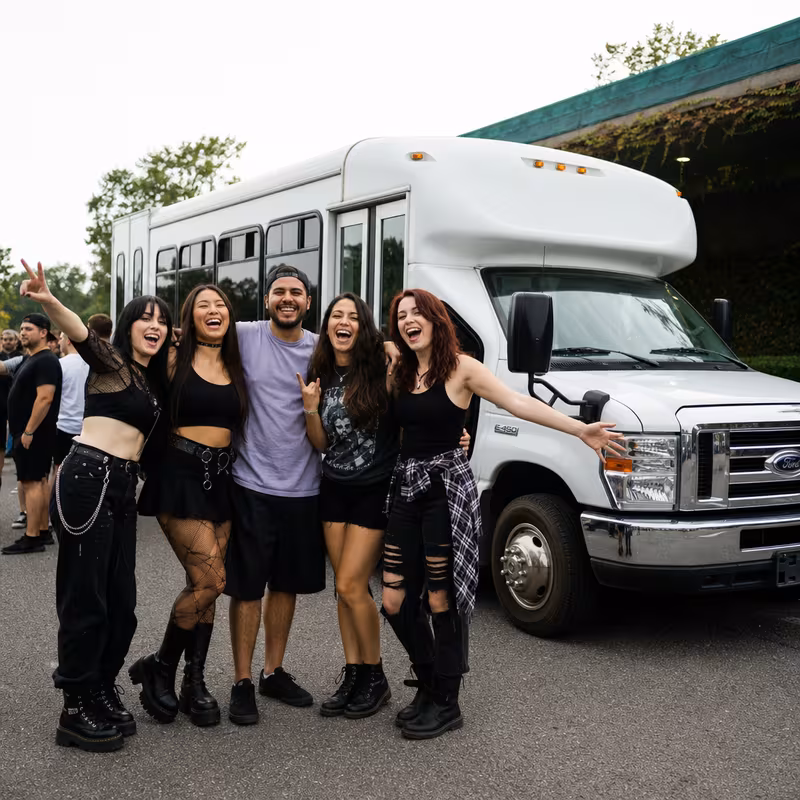 Black Mercedes Sprinter van staged for an Omaha Concert Transportation group