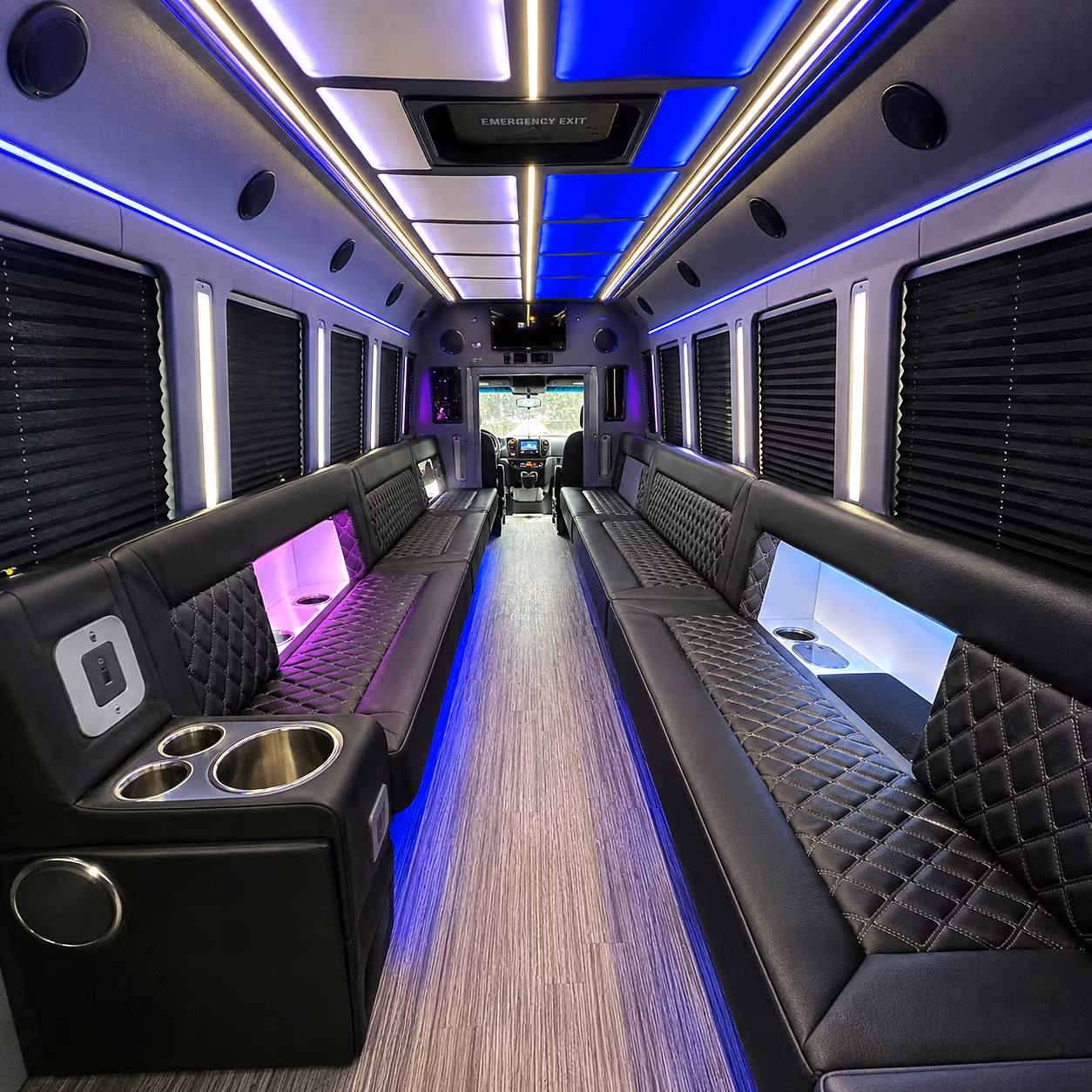 Omaha Birthday, Sweet 16, & Quinceañera Transportation party bus interior