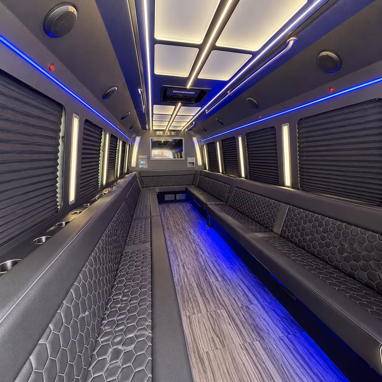 Omaha Birthday, Sweet 16, & Quinceañera Transportation party bus interior