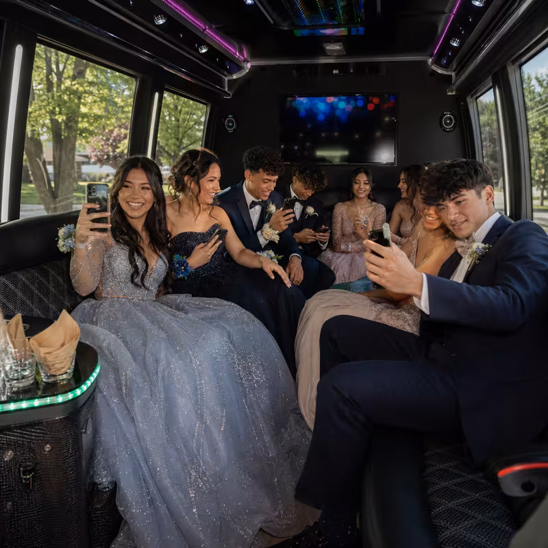 Black Mercedes Sprinter van staged for an Omaha Prom & Homecoming Transportation group