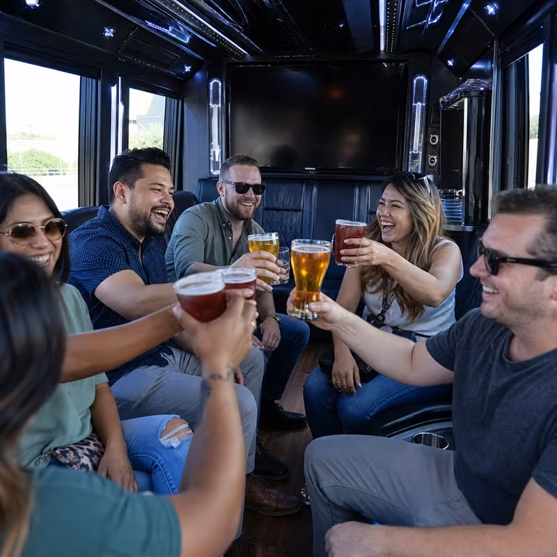 Black Mercedes Sprinter van staged for an Omaha Winery & Brewery Tour Transportation group